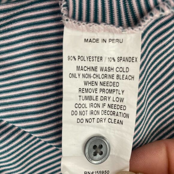 Greyson Mens Polo Golf Shirt Size XL Green Striped Wolf ‎ Logo Stretch Lightweig - Picture 11 of 16